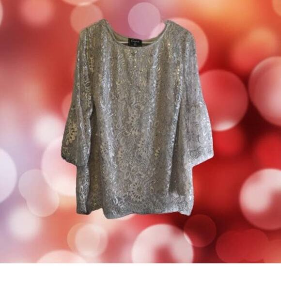Evening E.C.I XL NWT bell sleeves 40 28 Nylon blend. Holiday top. Beautiful. - Picture 1 of 1